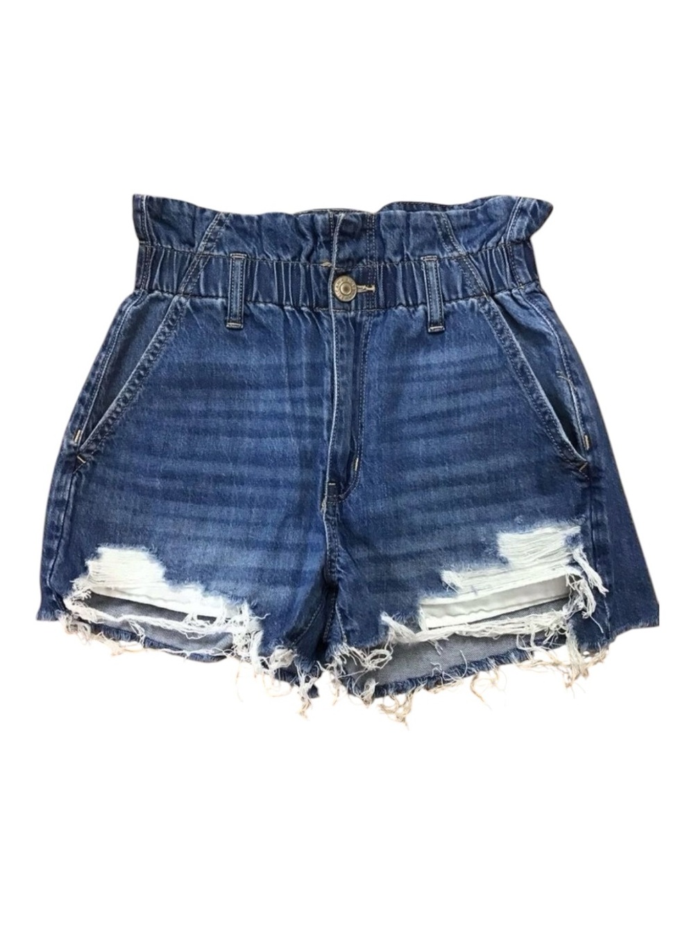 American Eagle Outfitters Paperbag Mom Shorts High Rise Distressed Denim 00